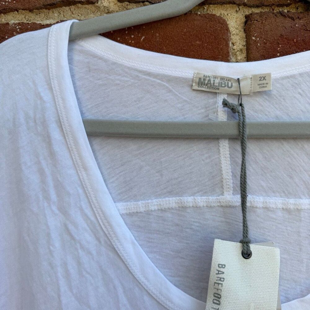 Barefoot Dreams Malibu Collection Women's Scoop Neck Tunic T-shirt White 2X NEW - Picture 6 of 9